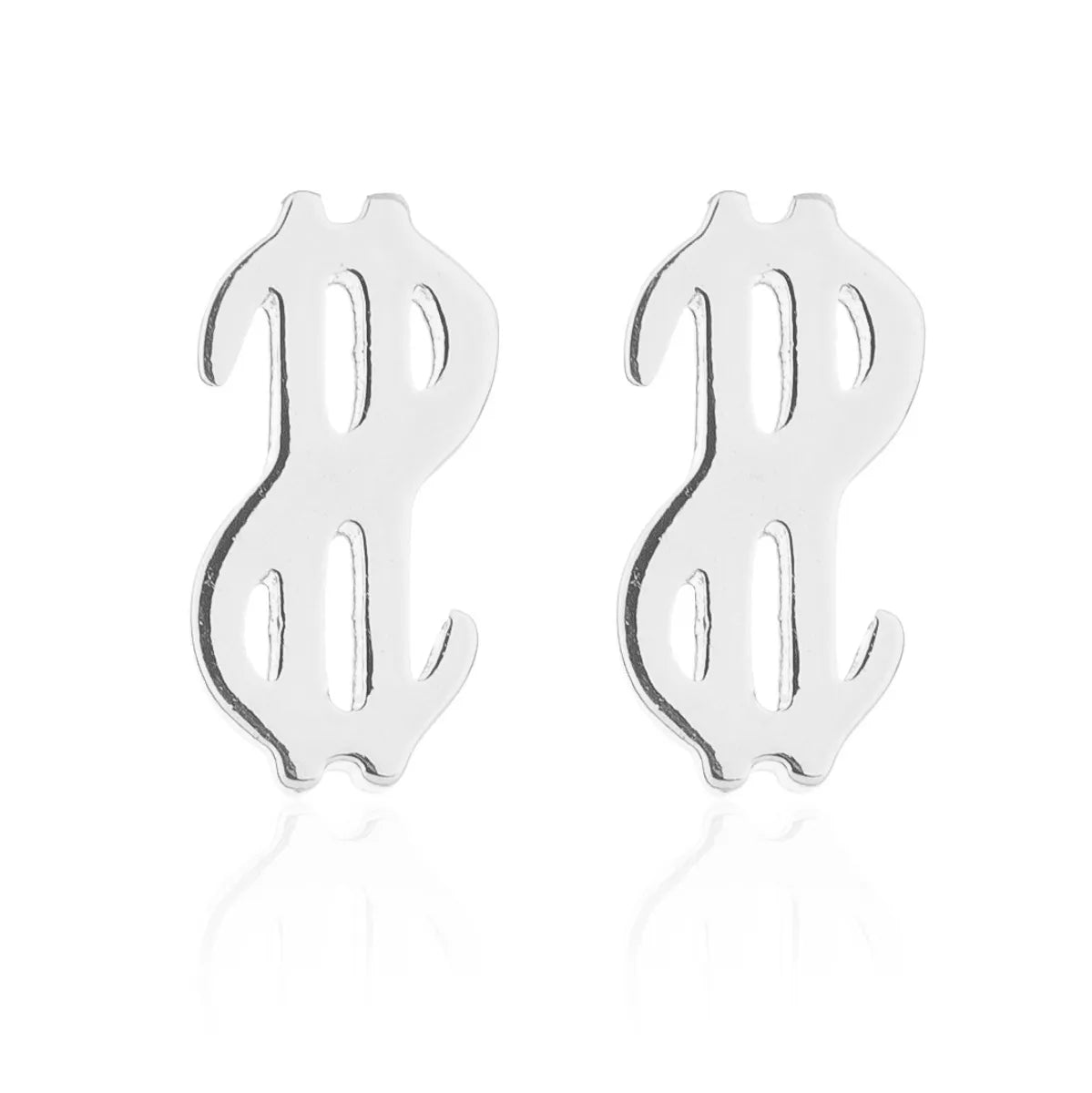 Simple Style Letter Cat Elephant Stainless Steel Plating Hollow Out Ear Studs 1 Pair