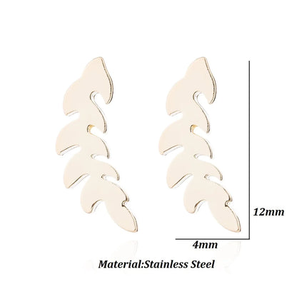 Simple Style Letter Cat Elephant Stainless Steel Plating Hollow Out Ear Studs 1 Pair