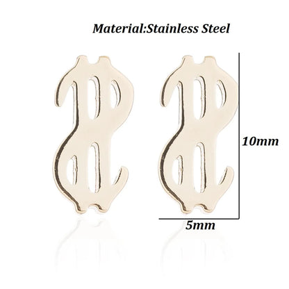 Simple Style Letter Cat Elephant Stainless Steel Plating Hollow Out Ear Studs 1 Pair