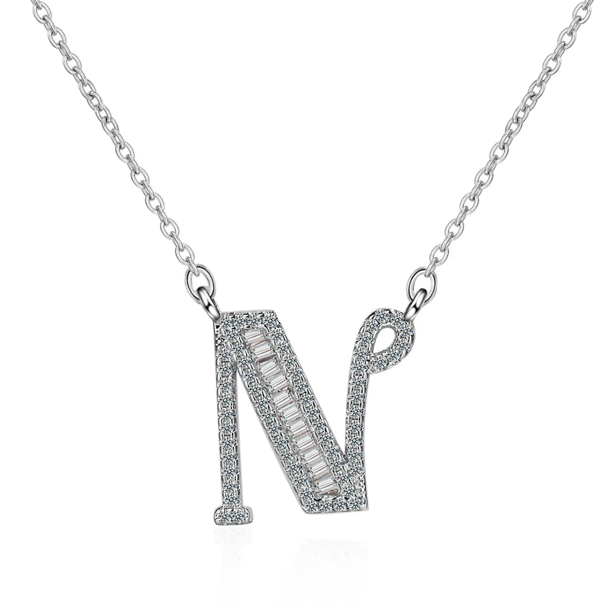 Simple Style Letter Copper Inlay Zircon Pendant Necklace