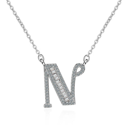 Simple Style Letter Copper Inlay Zircon Pendant Necklace