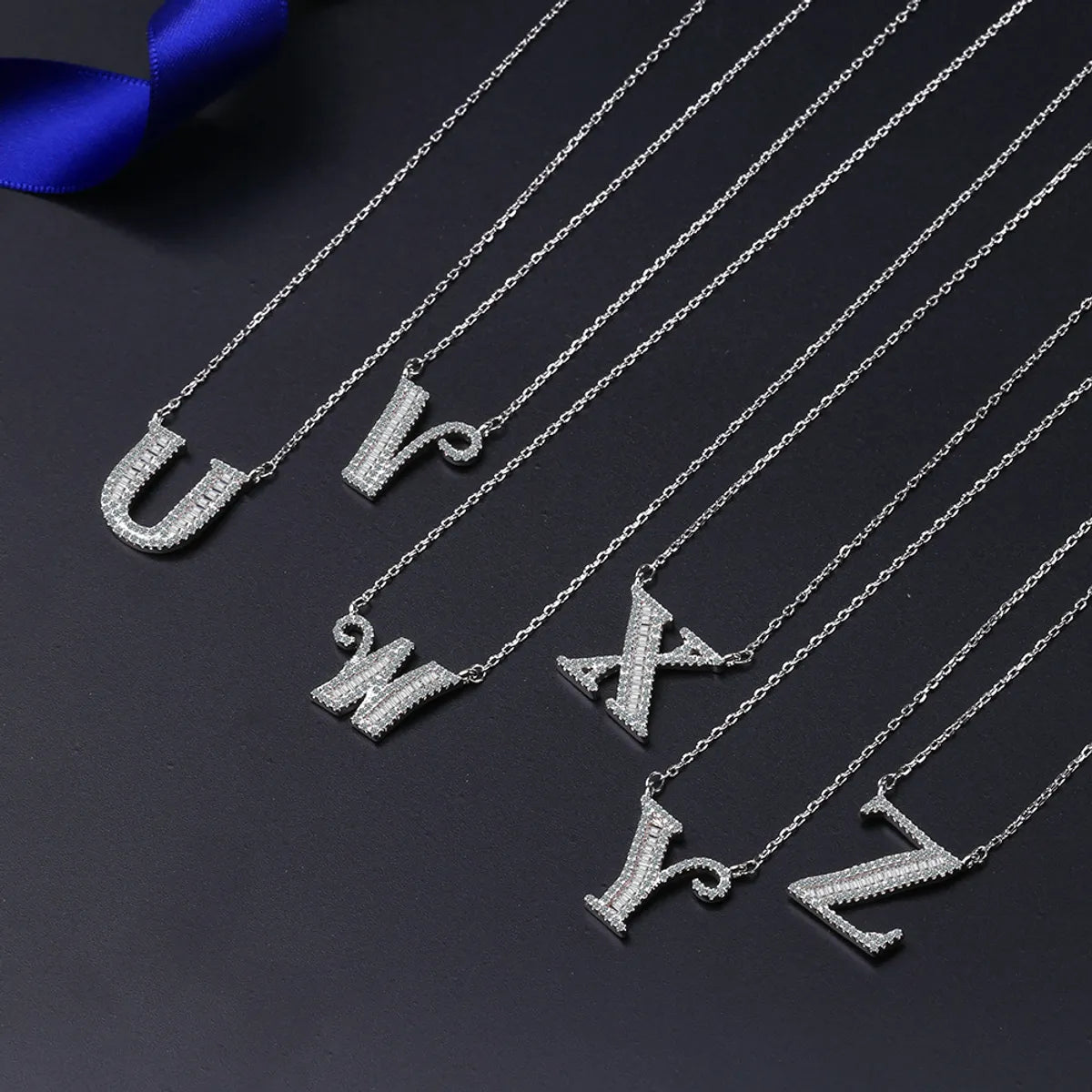 Simple Style Letter Copper Inlay Zircon Pendant Necklace