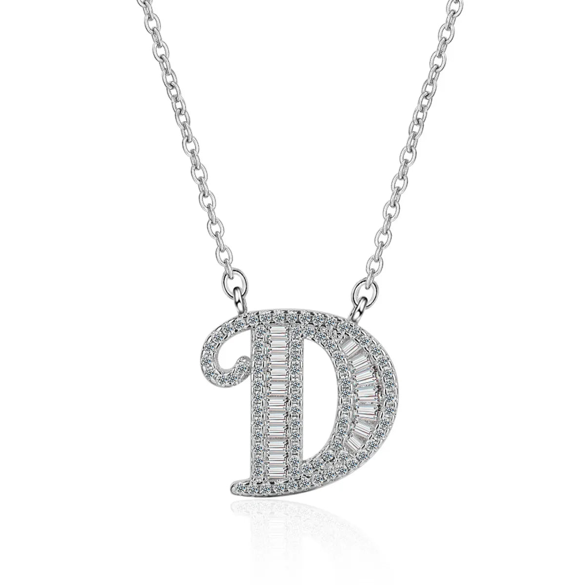 Simple Style Letter Copper Inlay Zircon Pendant Necklace