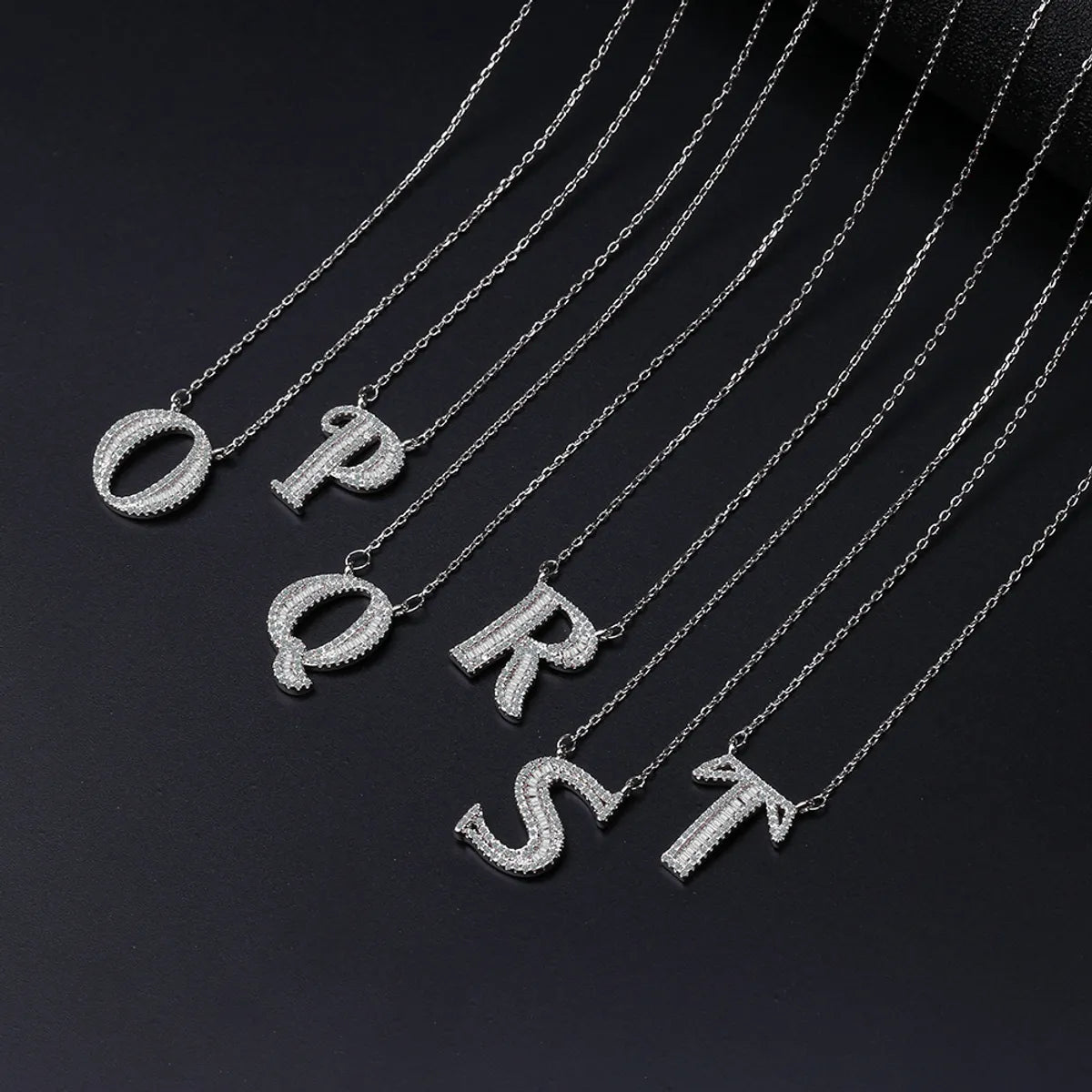 Simple Style Letter Copper Inlay Zircon Pendant Necklace