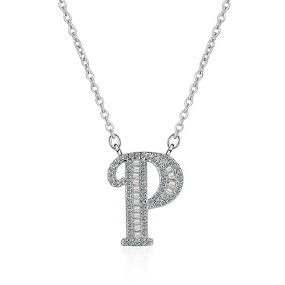 Simple Style Letter Copper Inlay Zircon Pendant Necklace