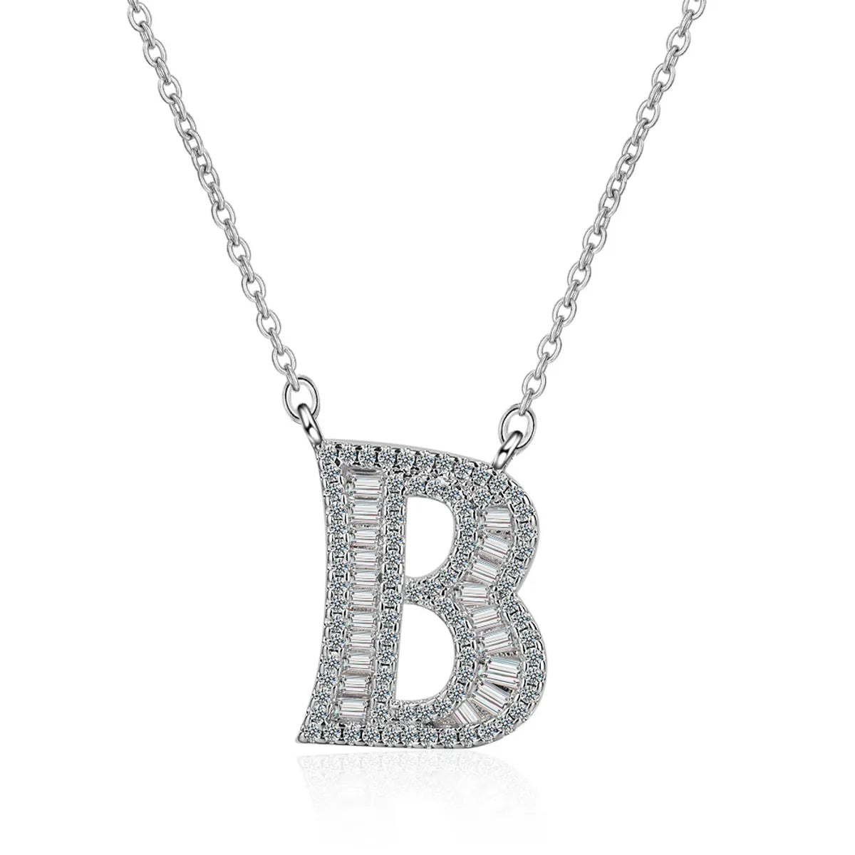 Simple Style Letter Copper Inlay Zircon Pendant Necklace