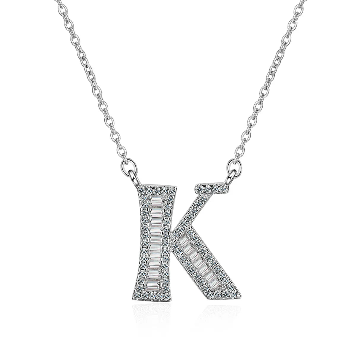 Simple Style Letter Copper Inlay Zircon Pendant Necklace