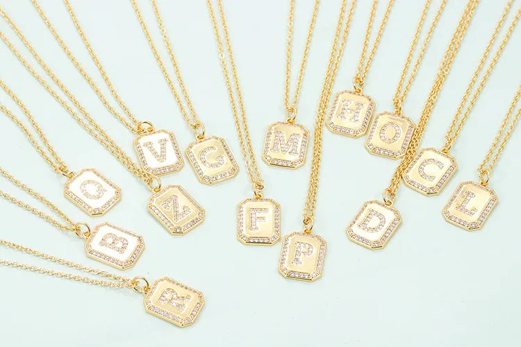 Simple Style Letter Copper Pendant Necklace Plating Inlay Zircon Copper Necklaces