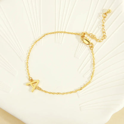 Simple Style Letter Copper Plating 18k Gold Plated Bracelets