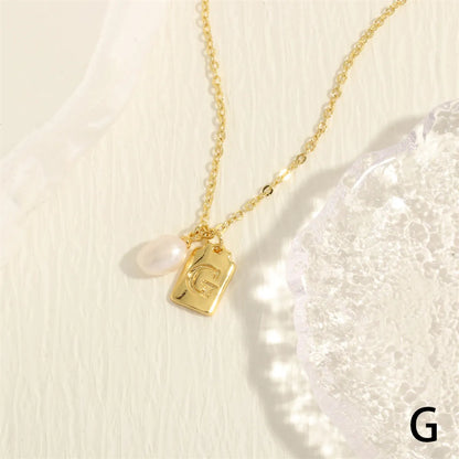 Simple Style Letter Copper Plating 18k Gold Plated Pendant Necklace