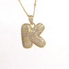 Simple Style Letter Copper Plating Inlay Zircon 18k Gold Plated Pendant Necklace