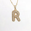 Simple Style Letter Copper Plating Inlay Zircon 18k Gold Plated Pendant Necklace