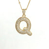 Simple Style Letter Copper Plating Inlay Zircon 18k Gold Plated Pendant Necklace