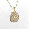 Simple Style Letter Copper Plating Inlay Zircon 18k Gold Plated Pendant Necklace