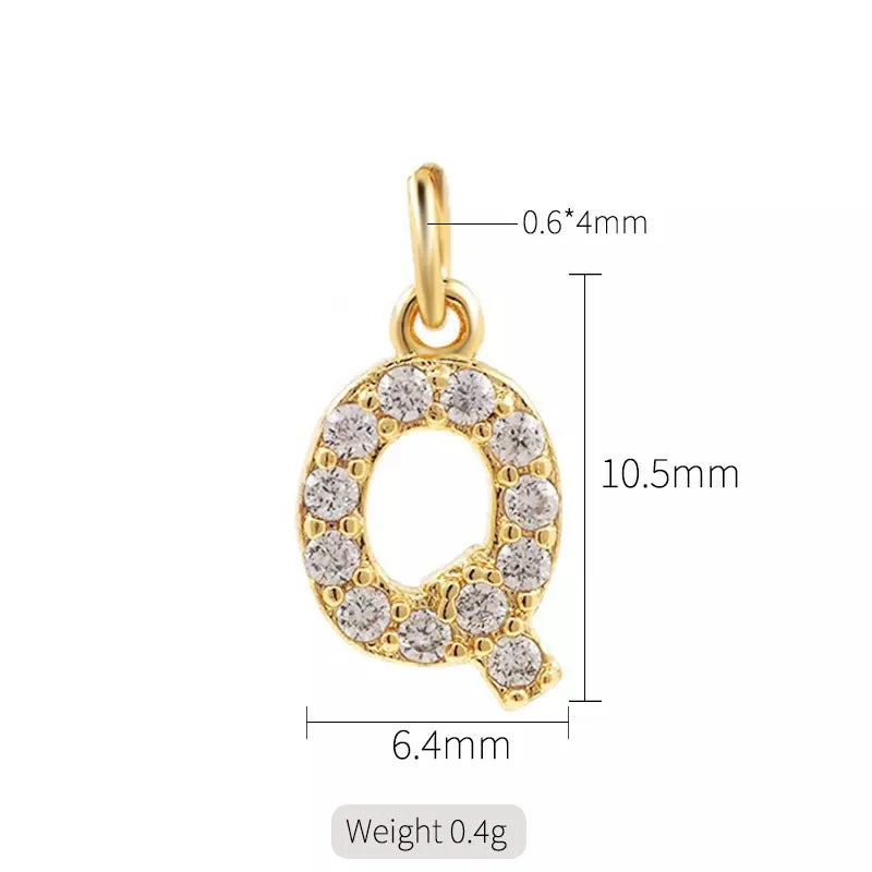 Simple Style Letter Copper Plating Inlay Zircon Charms Jewelry Accessories