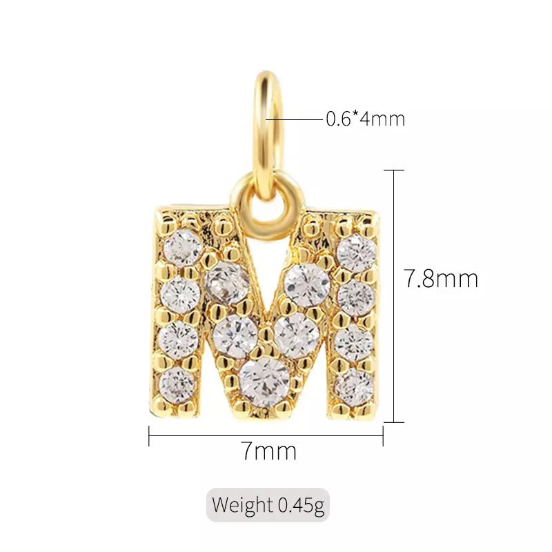 Simple Style Letter Copper Plating Inlay Zircon Charms Jewelry Accessories