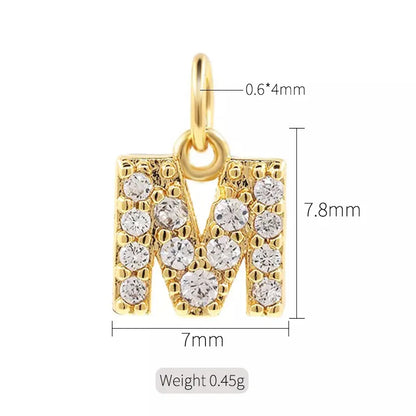 Simple Style Letter Copper Plating Inlay Zircon Charms Jewelry Accessories