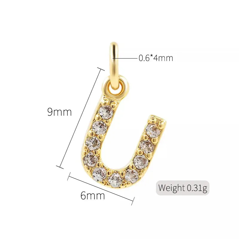 Simple Style Letter Copper Plating Inlay Zircon Charms Jewelry Accessories