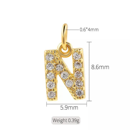 Simple Style Letter Copper Plating Inlay Zircon Charms Jewelry Accessories