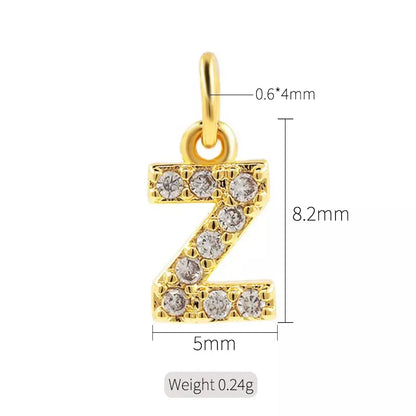 Simple Style Letter Copper Plating Inlay Zircon Charms Jewelry Accessories