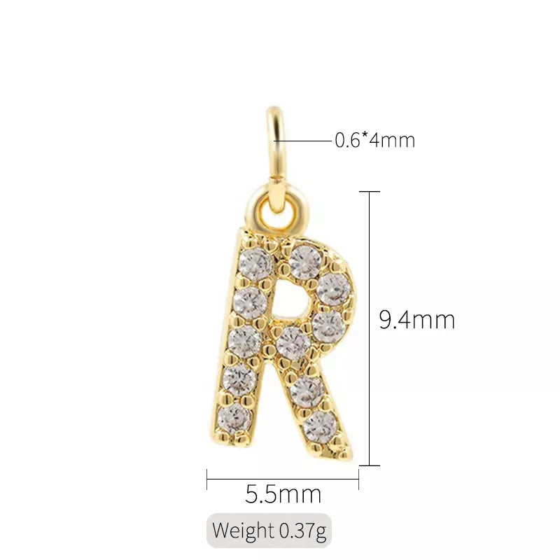 Simple Style Letter Copper Plating Inlay Zircon Charms Jewelry Accessories