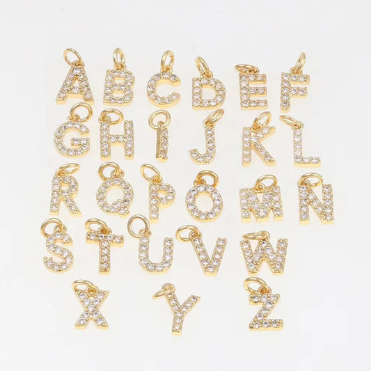 Simple Style Letter Copper Plating Inlay Zircon Charms Jewelry Accessories