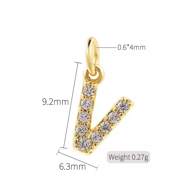 Simple Style Letter Copper Plating Inlay Zircon Charms Jewelry Accessories