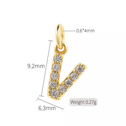 Simple Style Letter Copper Plating Inlay Zircon Charms Jewelry Accessories