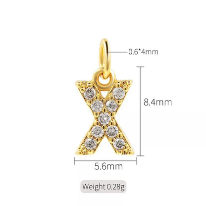 Simple Style Letter Copper Plating Inlay Zircon Charms Jewelry Accessories