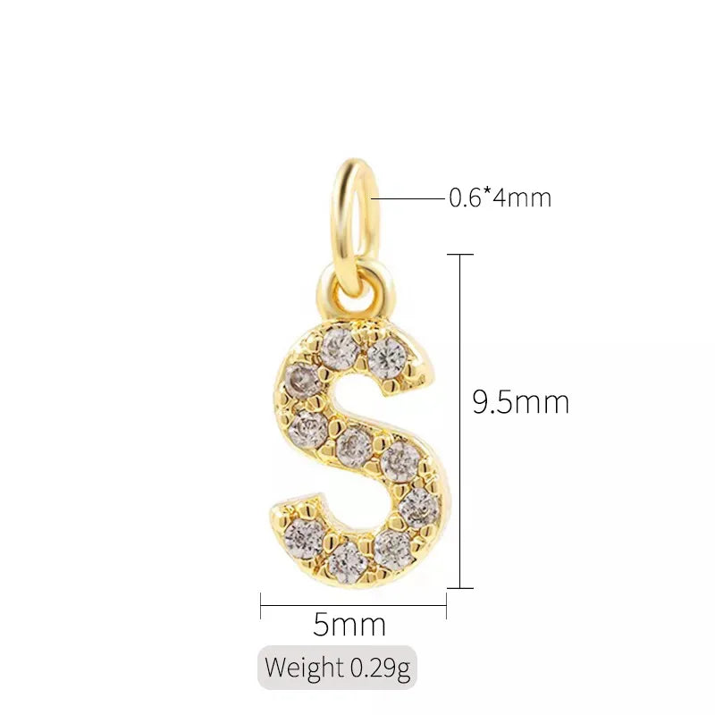 Simple Style Letter Copper Plating Inlay Zircon Charms Jewelry Accessories