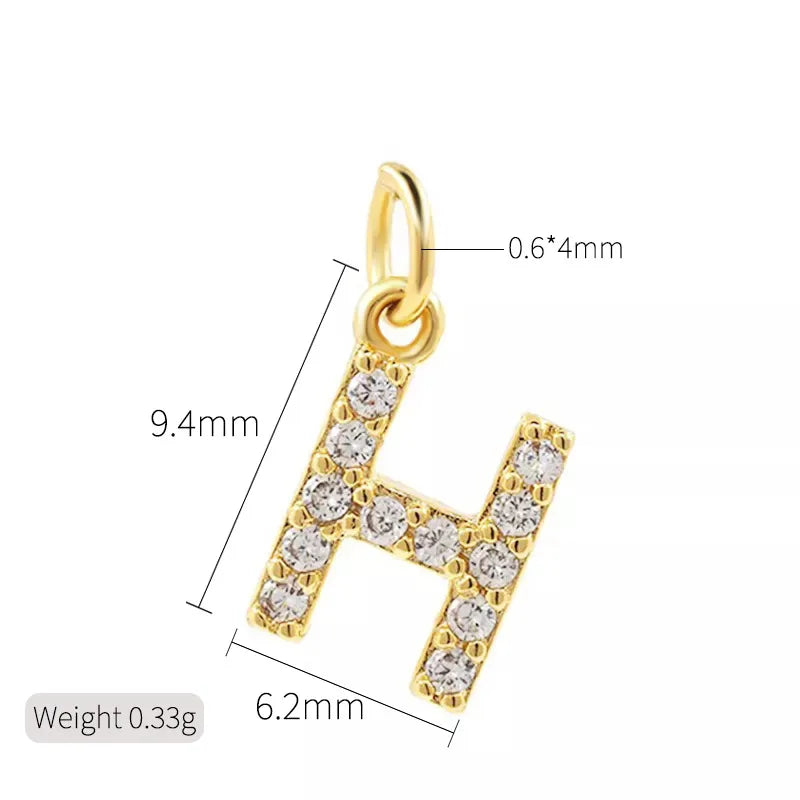 Simple Style Letter Copper Plating Inlay Zircon Charms Jewelry Accessories