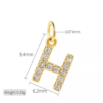 Simple Style Letter Copper Plating Inlay Zircon Charms Jewelry Accessories