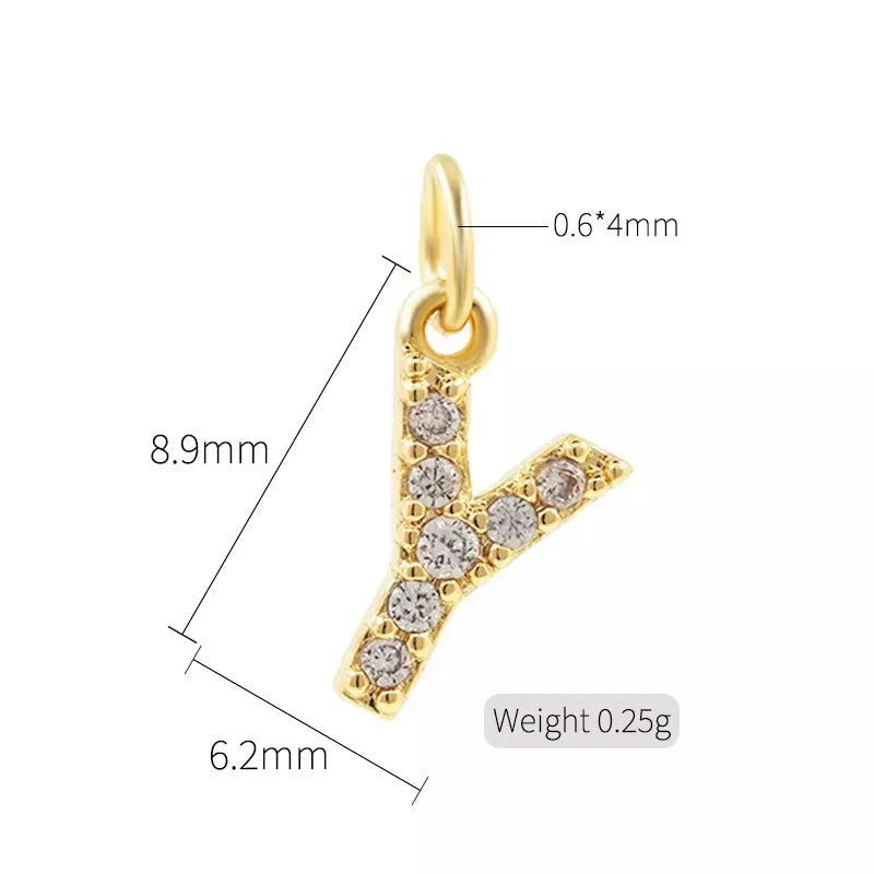 Simple Style Letter Copper Plating Inlay Zircon Charms Jewelry Accessories