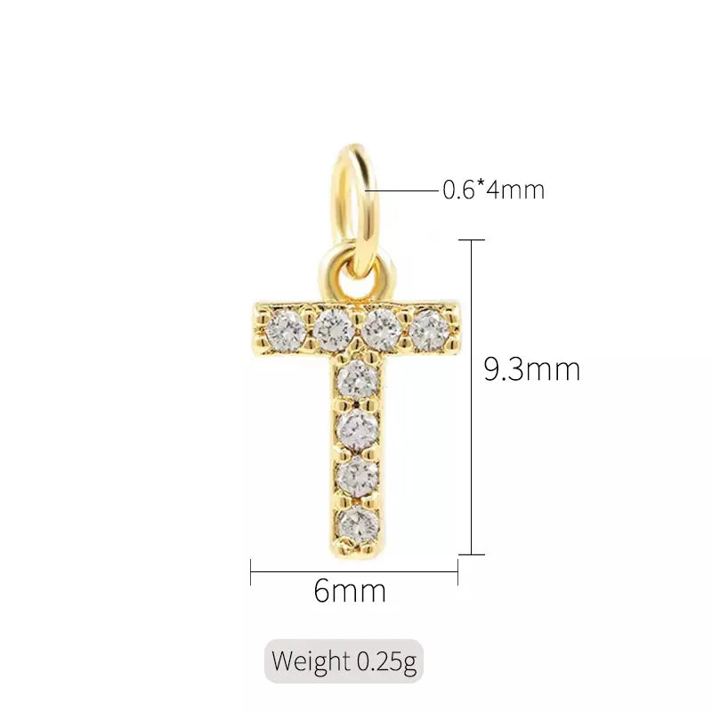 Simple Style Letter Copper Plating Inlay Zircon Charms Jewelry Accessories