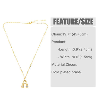 Simple Style Letter Copper Plating Inlay Zircon Pendant Necklace