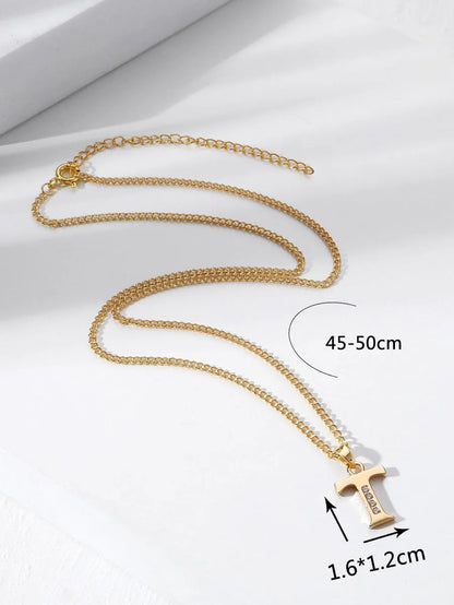 Simple Style Letter Copper Zircon 18k Gold Plated Pendant Necklace