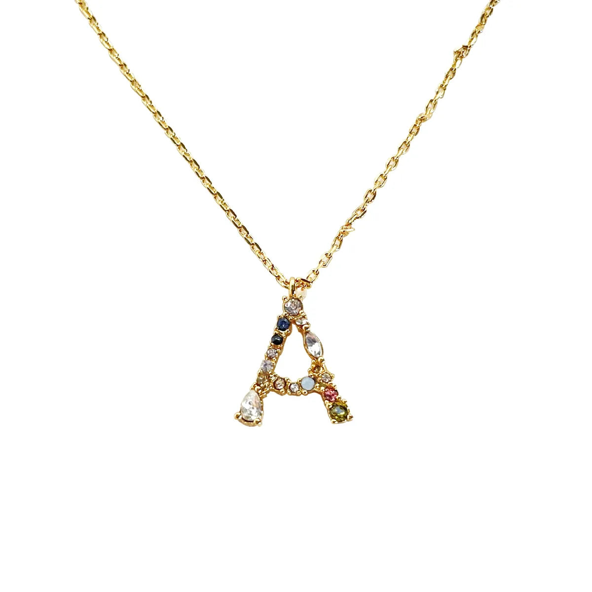 Simple Style Letter Copper Zircon Pendant Necklace In Bulk