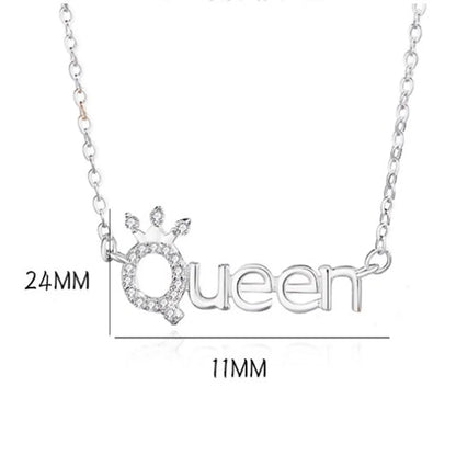 Simple Style Letter Crown Sterling Silver Polishing Plating Inlay Zircon Necklace