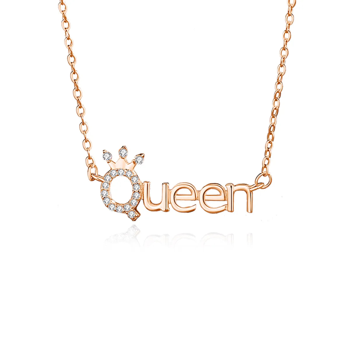 Simple Style Letter Crown Sterling Silver Polishing Plating Inlay Zircon Necklace