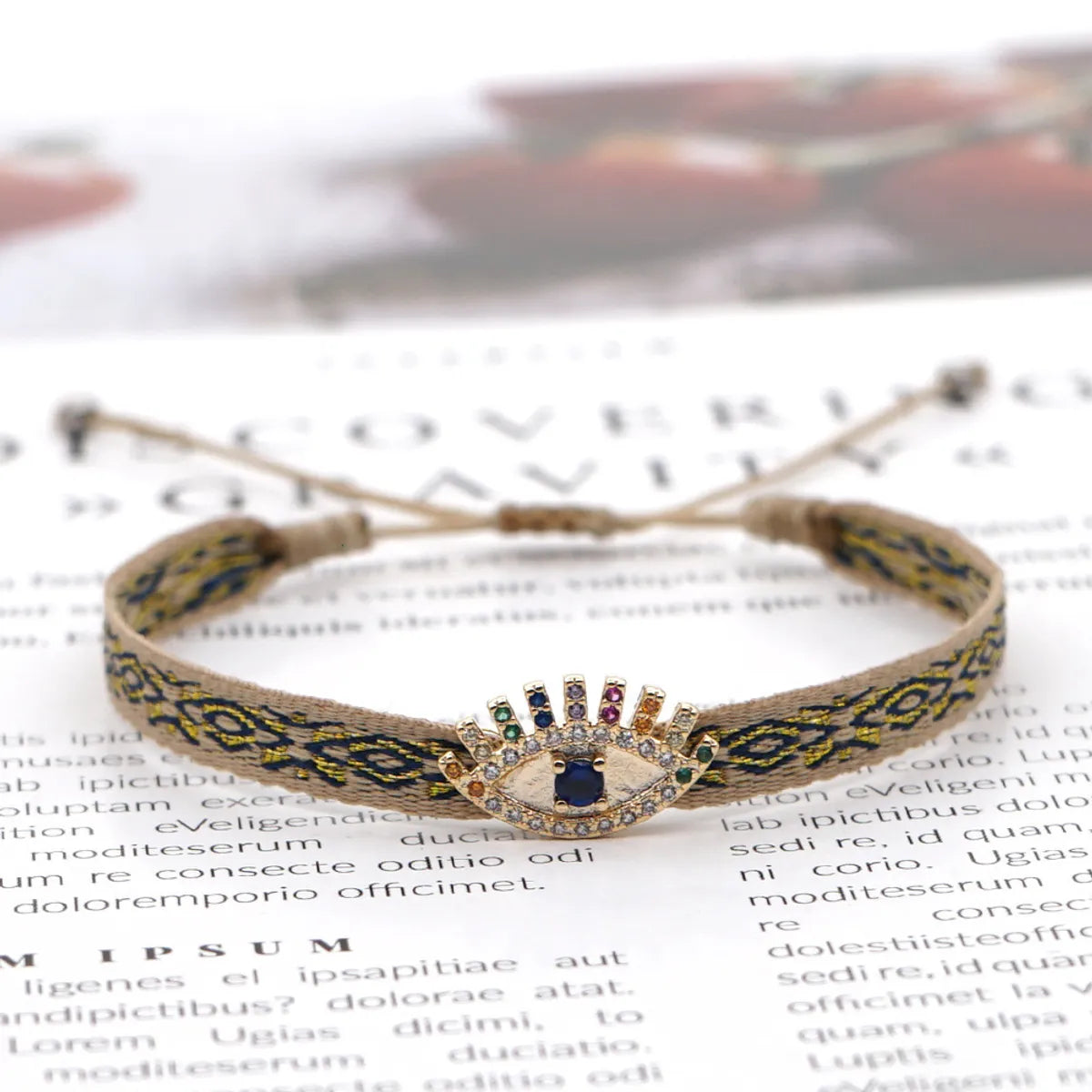 Simple Style Letter Devil's Eye Rope Knitting Inlay Rhinestones Women's Drawstring Bracelets