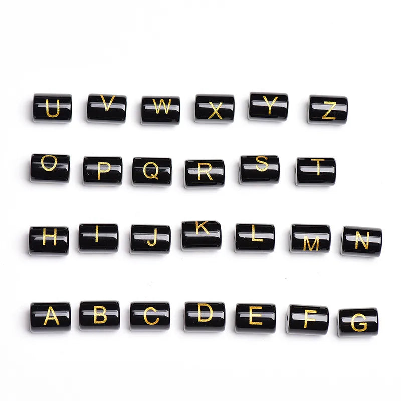 1 Piece Glass Letter Satin Beads