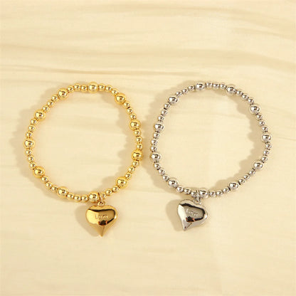 Simple Style Letter Heart Shape Copper Charm Plating 18k Gold Plated Bracelets