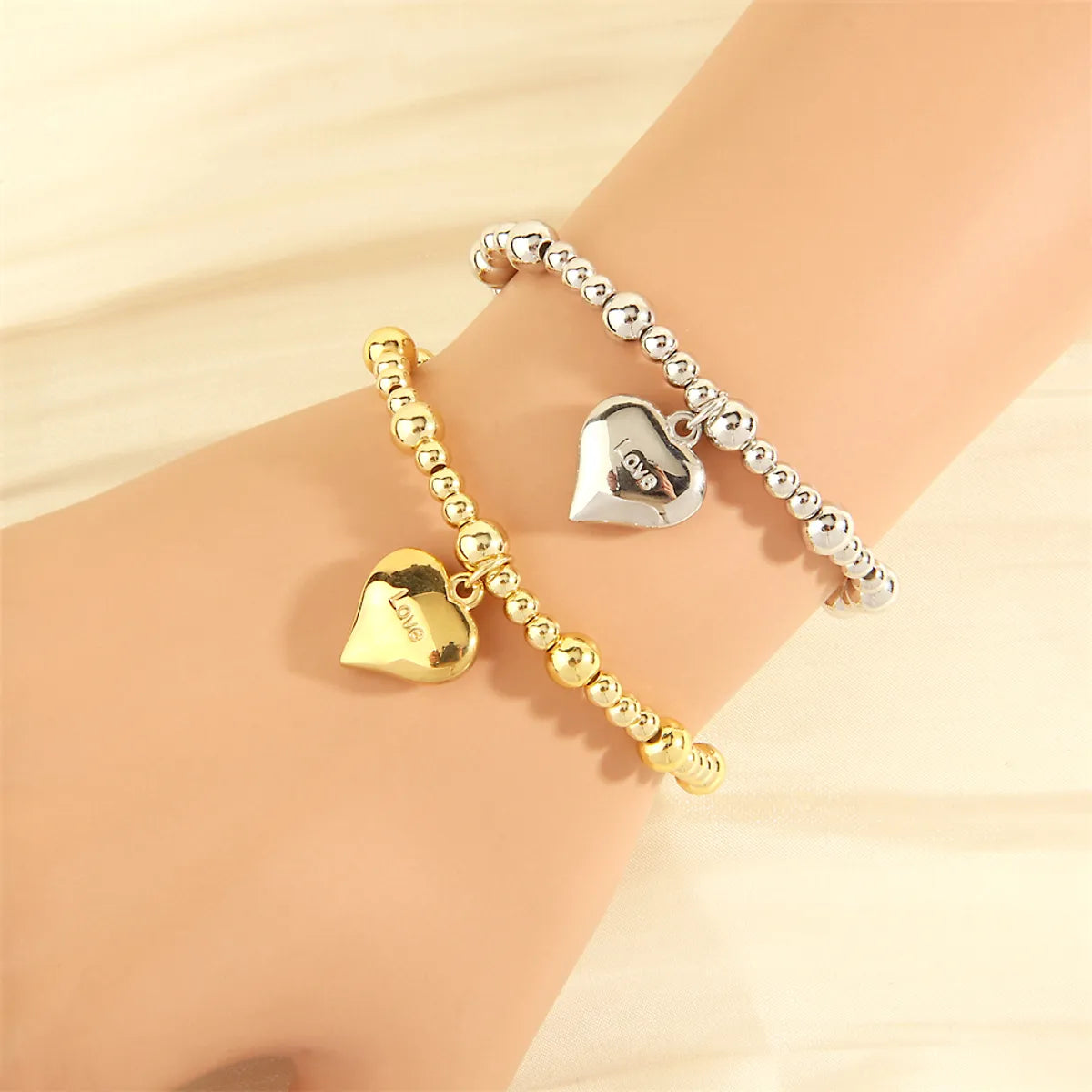 Simple Style Letter Heart Shape Copper Charm Plating 18k Gold Plated Bracelets