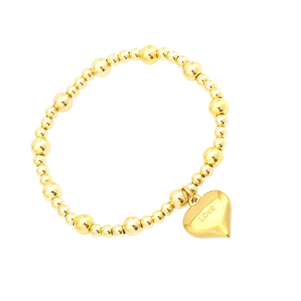 Simple Style Letter Heart Shape Copper Charm Plating 18k Gold Plated Bracelets