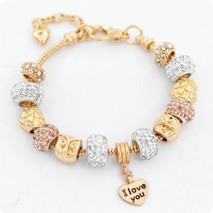 Simple Style Letter Heart Shape Diamond Alloy Wholesale Bracelets