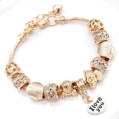 Simple Style Letter Heart Shape Diamond Alloy Wholesale Bracelets