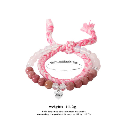 Simple Style Letter Heart Shape Natural Stone Cotton Wholesale Bracelets