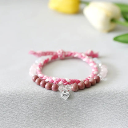 Simple Style Letter Heart Shape Natural Stone Cotton Wholesale Bracelets