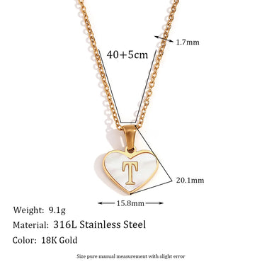 Wholesale Jewelry Simple Style Letter Heart Shape 304 Stainless Steel Shell Plating Pendant Necklace