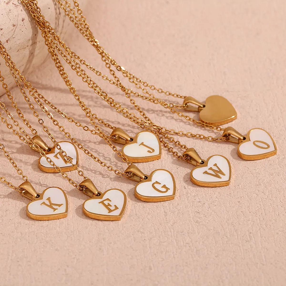 Wholesale Jewelry Simple Style Letter Heart Shape 304 Stainless Steel Shell Plating Pendant Necklace